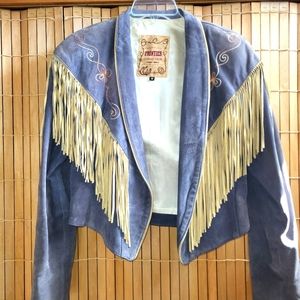 Genuine Authentic leather and fringe jacket, size M